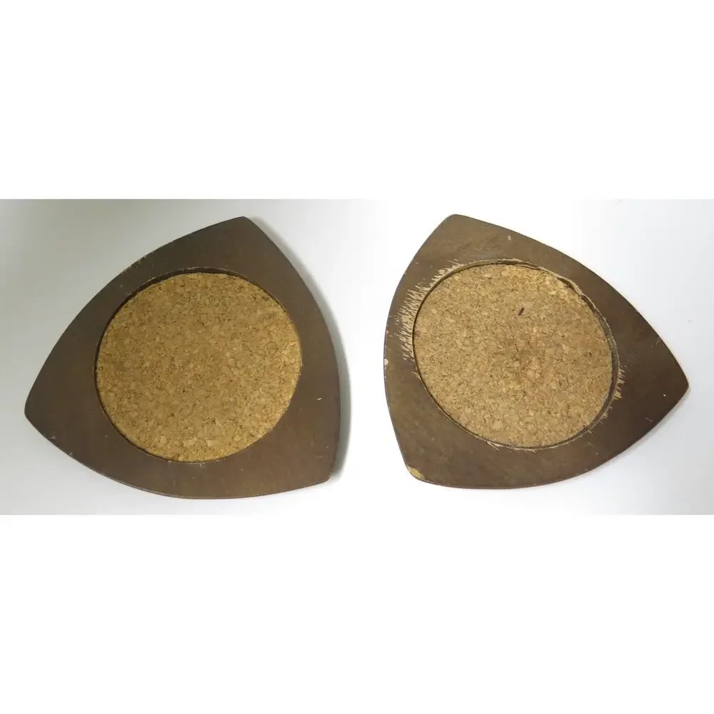 Vintage Coaster Set Wood Cork Mid Century Modern Japan Serv Wood Hand Carved